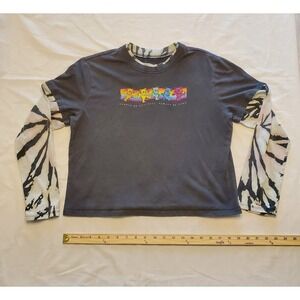 Greatful Dead Youth T-shirt Size Large Long Sleeved Layered Shirt Black Tie-Dyed